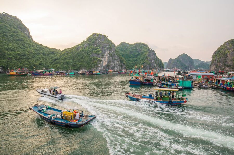 1 Day Ha Noi - Cat Ba island - Lan Ha Bay - Ha Long Bay - Ba Trai Dao Beach at about 2:30 p.m.