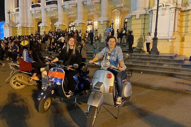Amazing Vespa Night Tour For Food Lover - Hanoi Opera House after dark