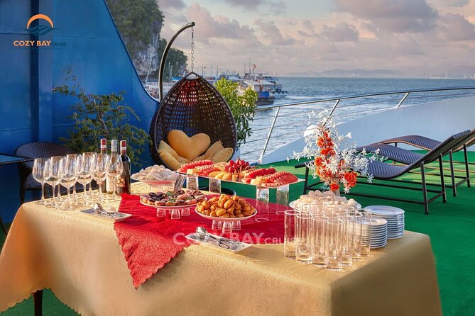 Cozy Bay Halong 5-Star Day Cruise, Buffet, Cave, Kayak, Swimming - Ti Top Island, beach, and the viewpoint