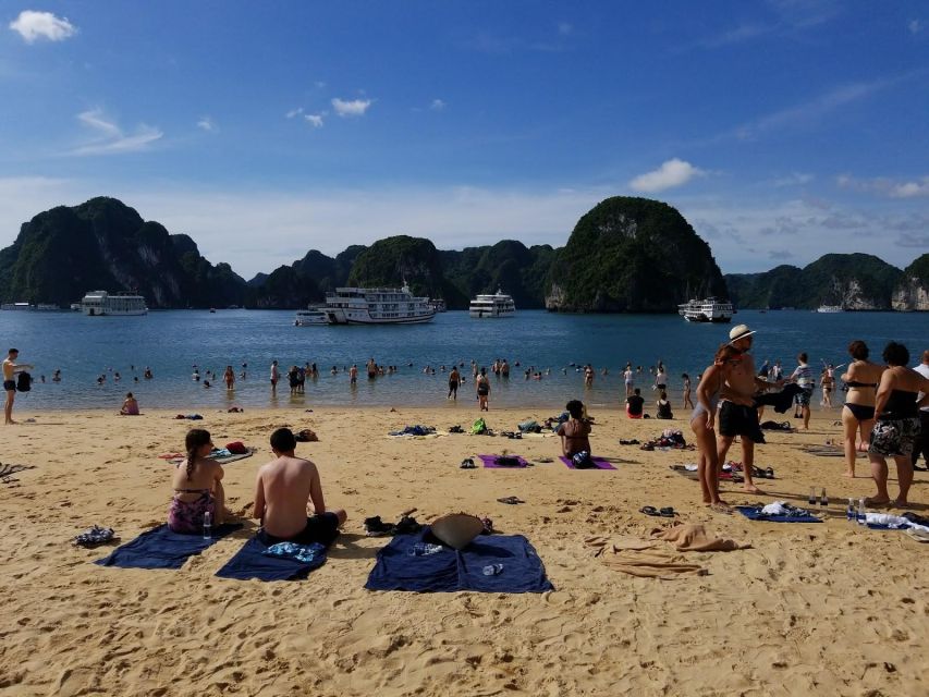 From Hanoi: Halong Bay Day Trip w/ Cave, Island & Kayak - Titop Island, beach time or a steep climb
