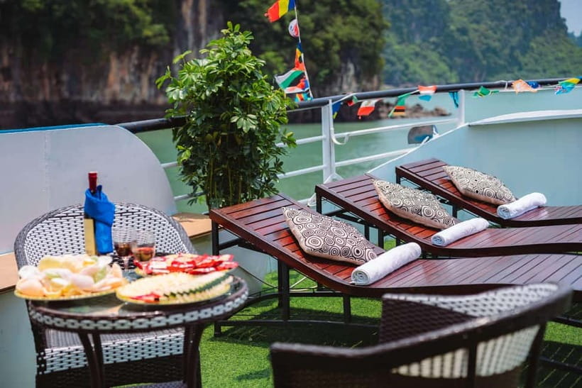 From Ninh Binh: Ha Long Bay 1-Day Trip Ending in Hanoi - Sunset snacks on the upper deck