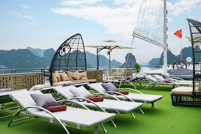 Full day Halong Bay Luxury Cruise - buffet lunch, kayak, swim. - Boarding at Tuan Chau and lunch among the limestone towers