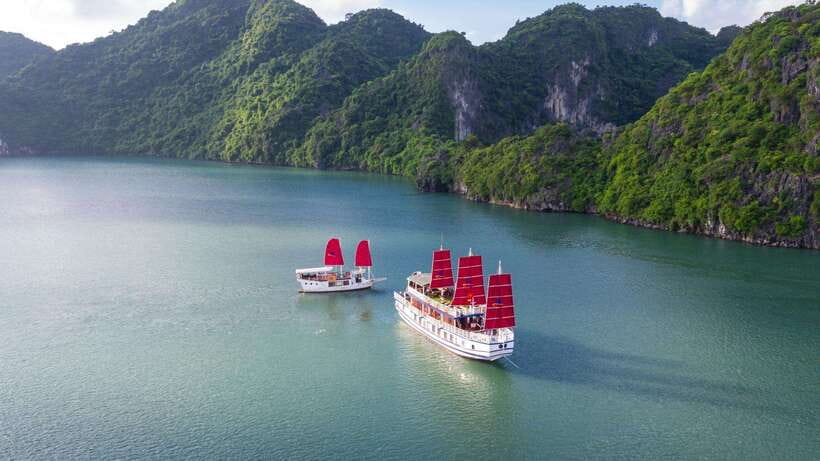 Ha Long Bay - Bai Tu Long Bay Luxury Boat Tour & Transfer - Sung Sot Cave and its steep walkways
