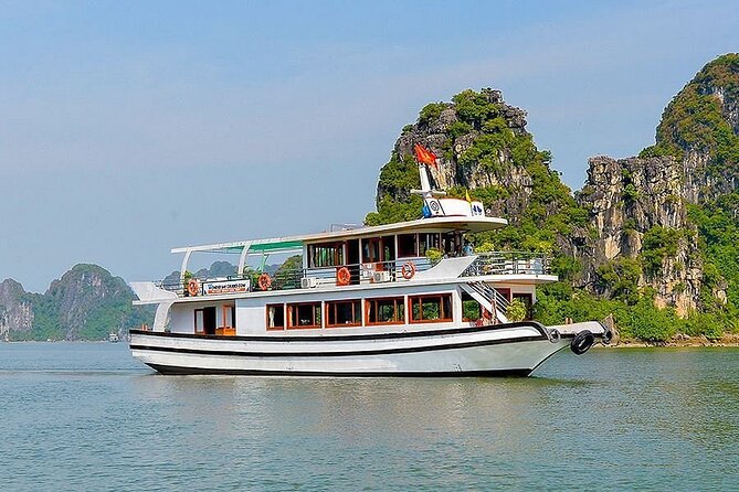 Halong Bay Cruise Luxury Full Day Tours - The sundeck and Ha Long Bay views