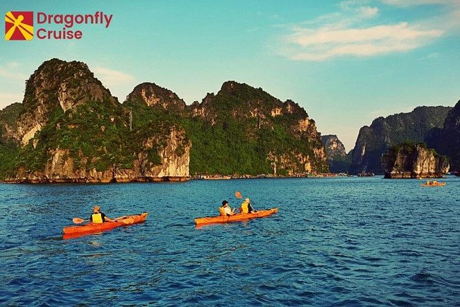 Halong Islands, Cave, Kayak, Bamboo Day Tour w Dragonfly Cruise - Fighting Cocks Island and the classic Halong Bay view