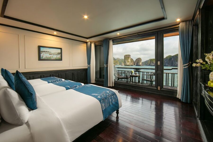 Hanoi: 2-Day Halong & Lan Ha Bay 5-Star Cruise with Balcony - Sunset, spring rolls, seafood, and squid fishing