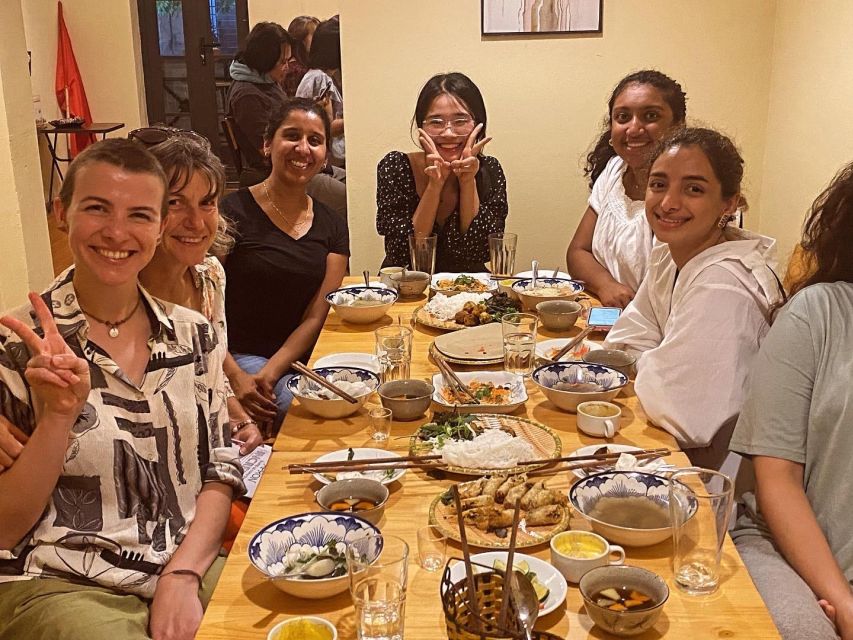 Hanoi: 5 Local Dishes Cooking Class with Meal & Market Visit - Sitting down to eat your own work