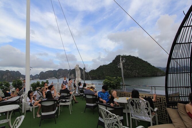 Hanoi - Ha Long Luxury Day Cruise with Kayak & Cave Adventure - Titop Island: beach below, viewpoint above