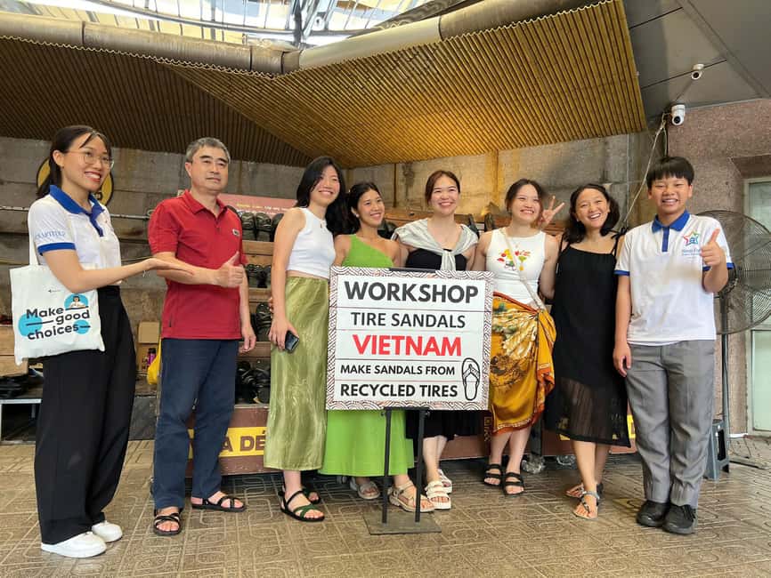 Hanoi: Tire Sandal Workshop with Crafting Experience - Preparing the rubber soles and choosing colors
