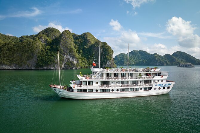 HERA CLASSIC Boutique Cruise Halong Bay 2 Days 1 Night Trip - Boarding the Hera Classic at midday
