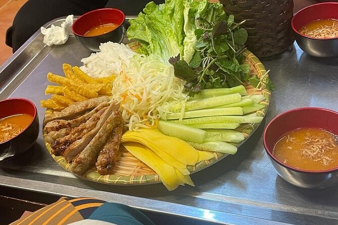Private Street Food Tour with a Local Food Guide - Bun cha brings grilled pork to the table