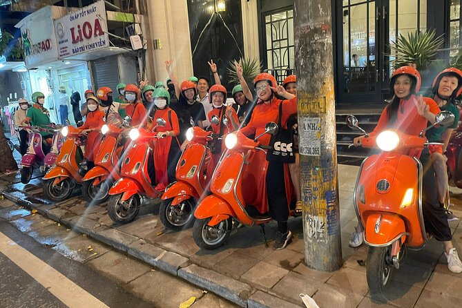 Vespa Female Ao Dai riders Night Street Food + See Train Street - Crossing Long Bien Bridge after sunset