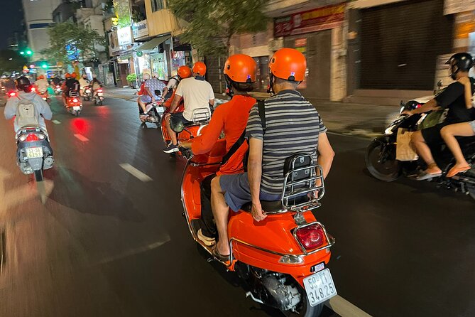 Vespa Female Ao Dai riders Night Street Food + See Train Street - What you will eat during the ride